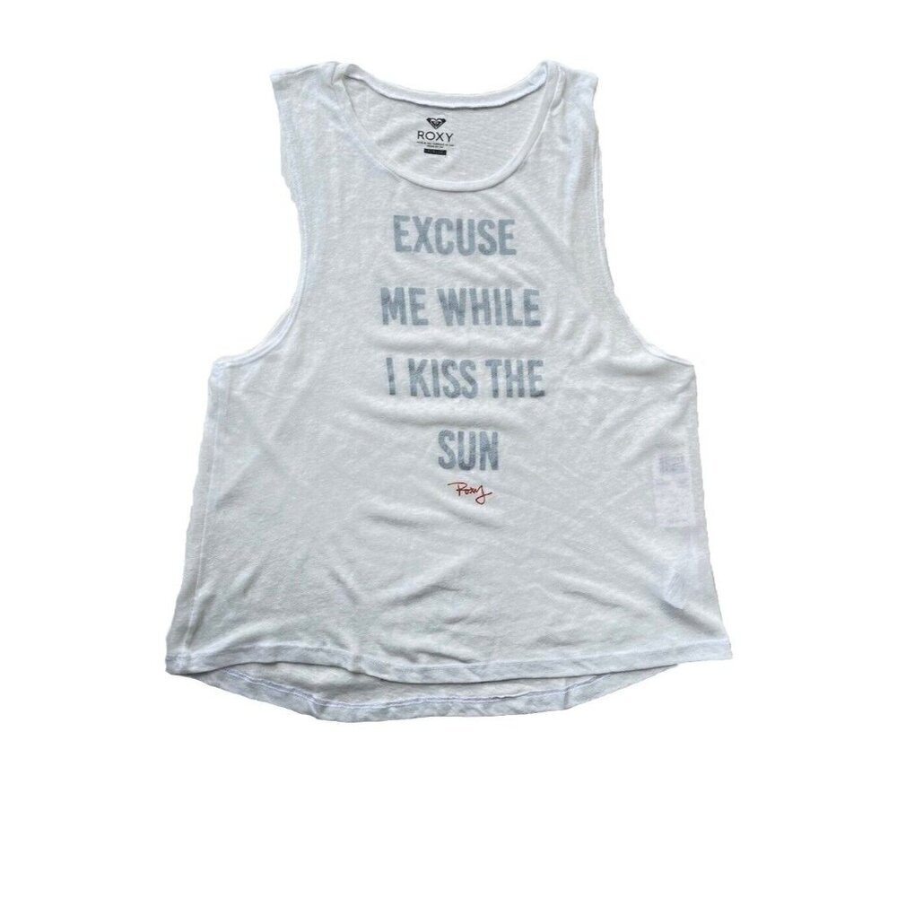 Roxy Kiss The Sun Muscle Tank Top White Graphic Sleeveless Women’s multi Size - Picture 9 of 11